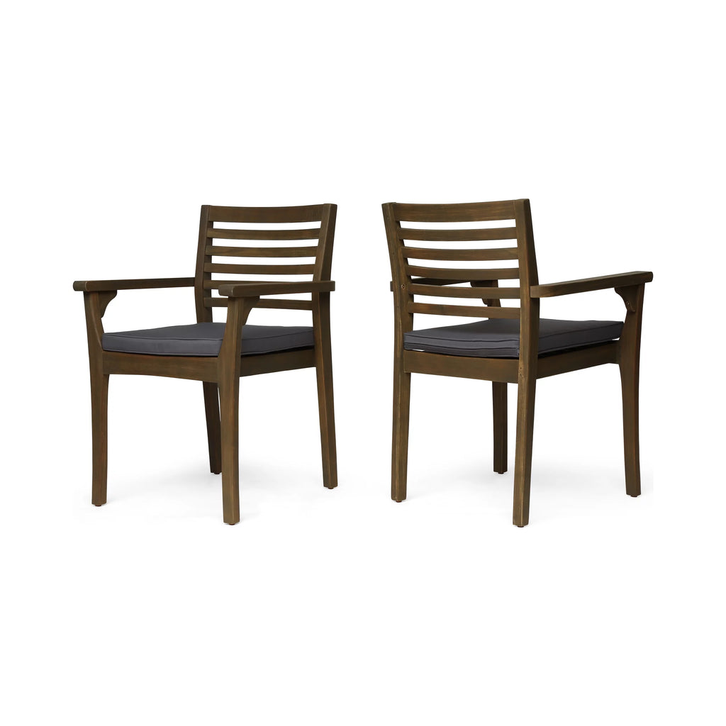 Acacia Wood Outdoor Dining Chairs Set of 2 D971
