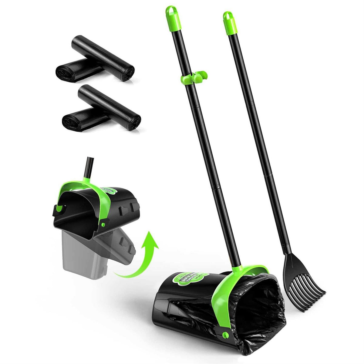 Large Swivel Bin & Rake Pooper Scooper with 40 Waste Bags R452698