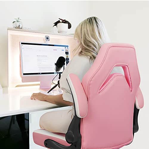Pink Ergonomic PU Leather Computer Chair with Lumbar Support Z605