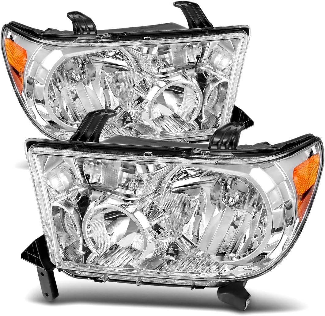 Headlight Assembly Chrome Housing Amber Reflector Clear Lens G271