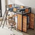 Black Twin Loft Bed with Desk and Storage G177899