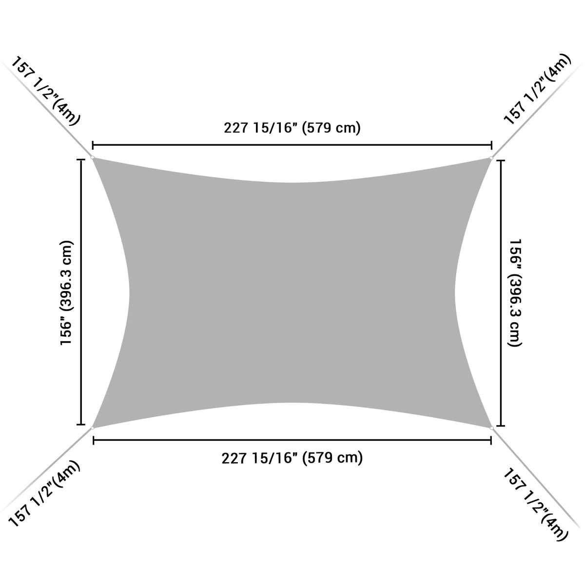 19x13Ft 97% UV Block Rectangle Sun Shade Sail Watermelon Red R4992