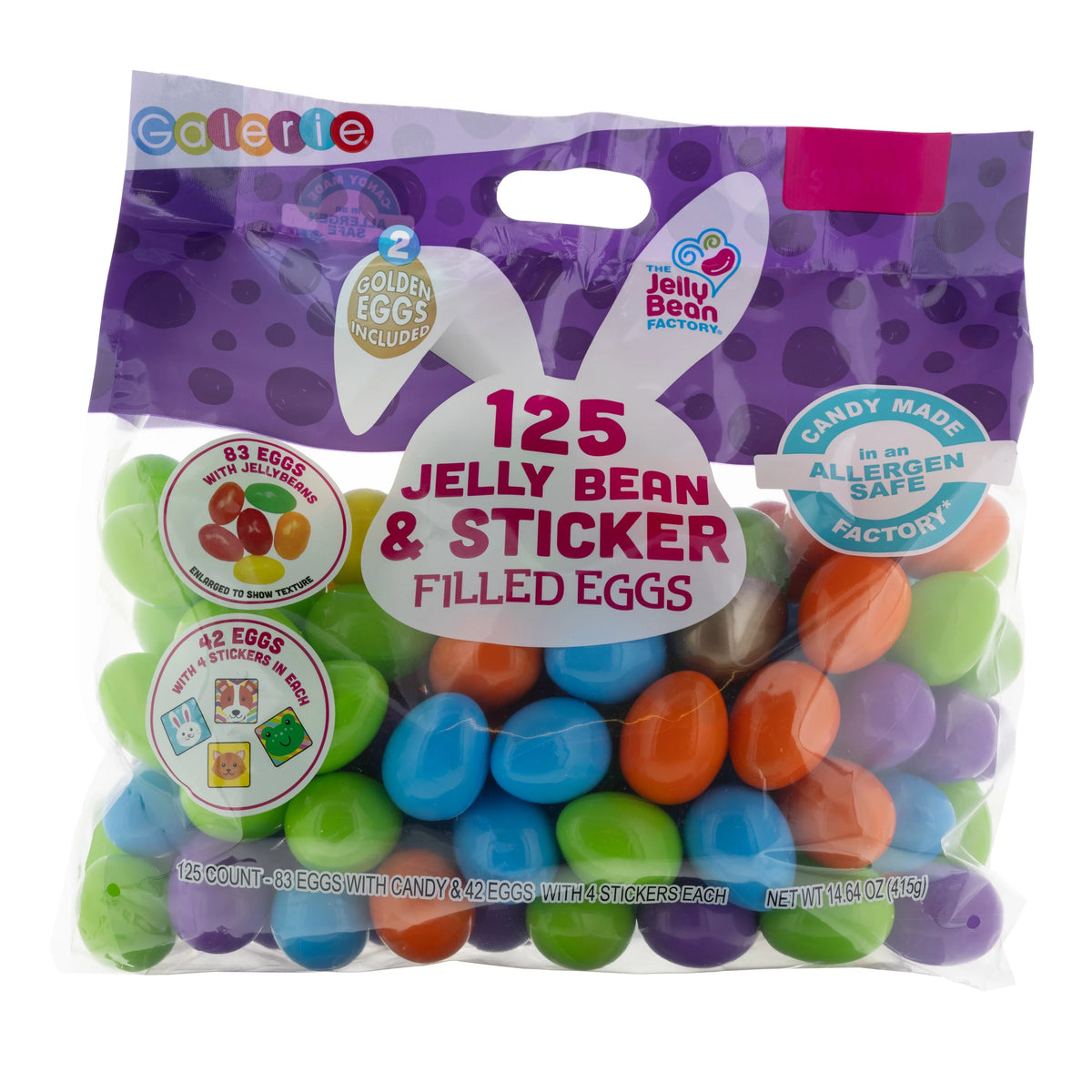 125 Count Egg Hunt Bag with Jellybeans and Stickers 14.64 oz G404