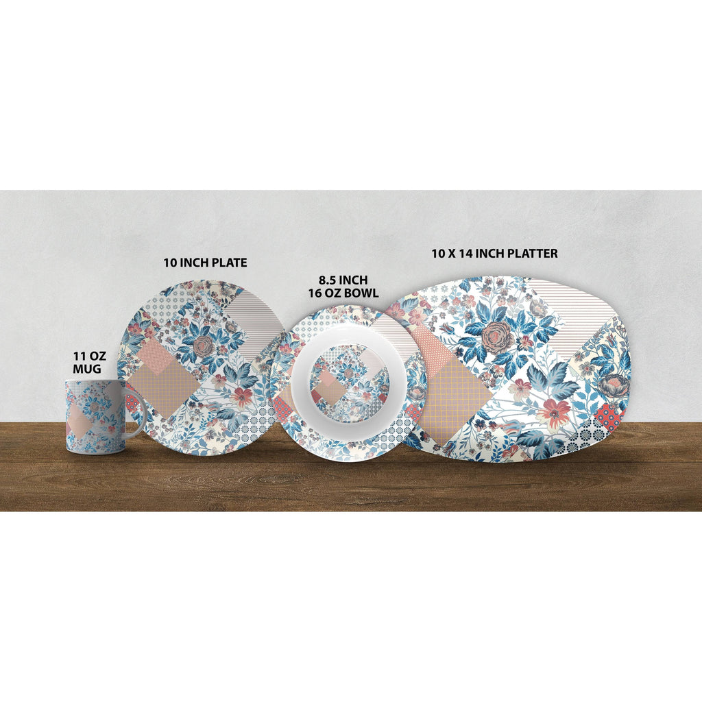 Peach Cream Black 10x22 Microwave Safe Dinner Set D967