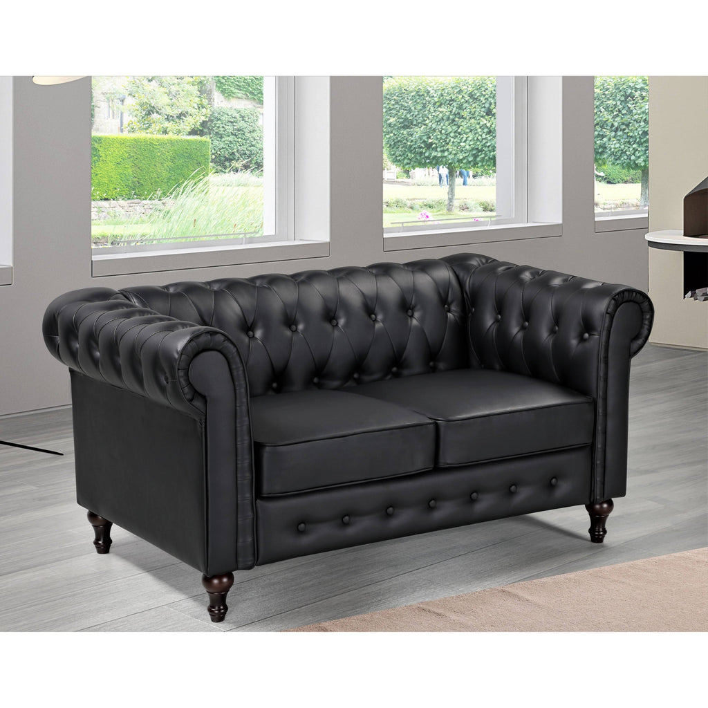 Cream/White Chesterfield Loveseat F440229
