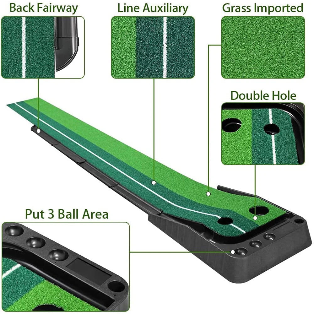 Indoor Golf Putting Green Training Mat with Auto Ball Return Y192437