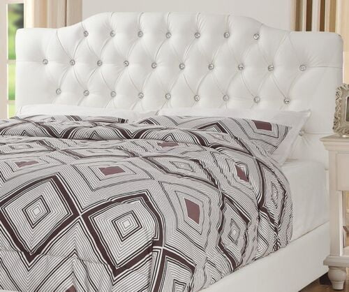 King Size Bed with 2 Nightstands White Faux Leather L9350