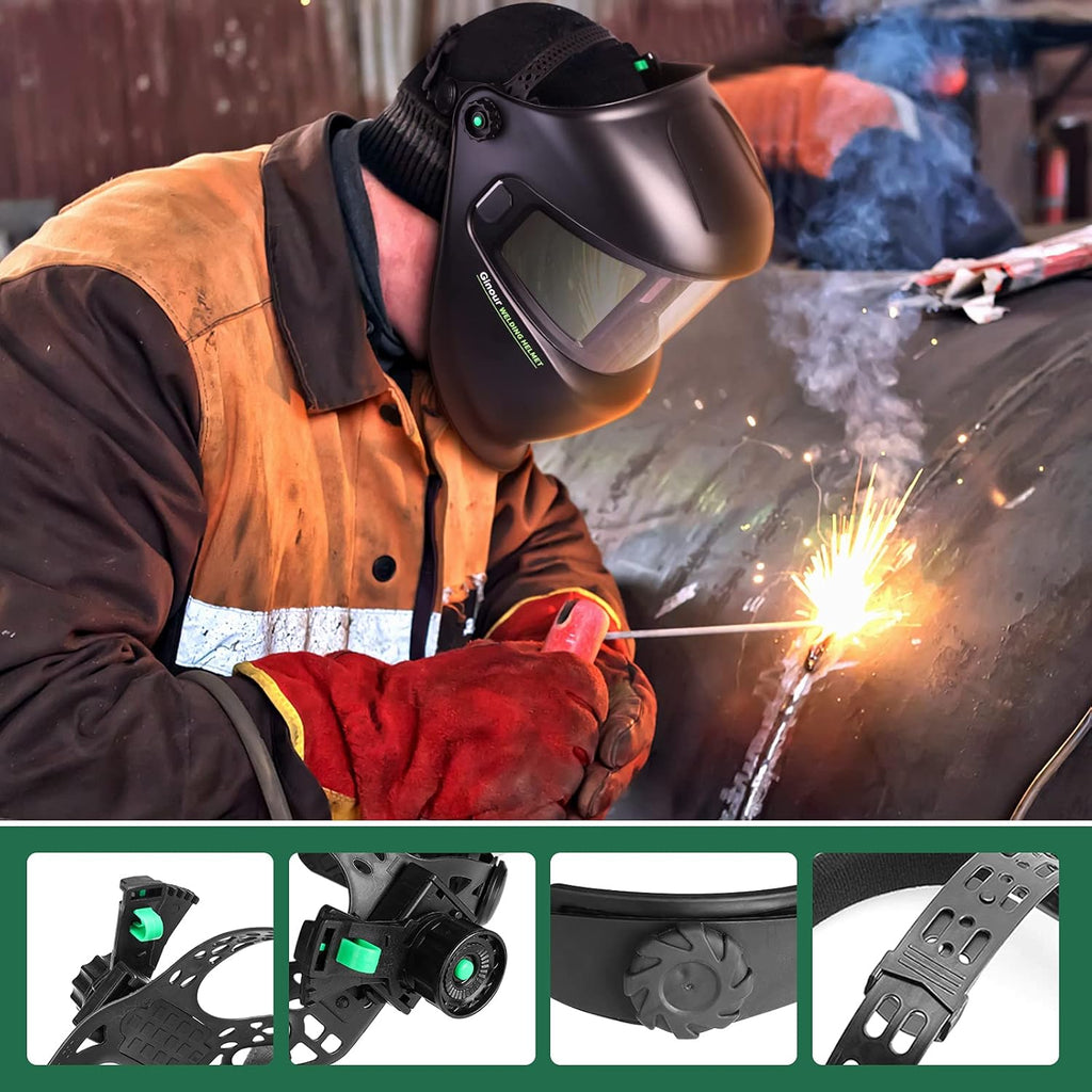 Welding Helmet Solar Auto Darkening 4 Arc Sensors Shade 3/5-9/9-13 Pack of 2 E169763