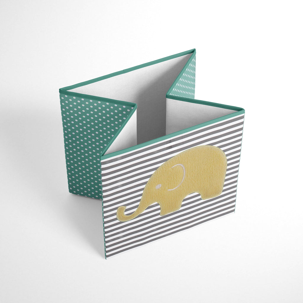 Mint/Yellow/Grey Hamper Cover with Wood Frame and Mesh Liner S796