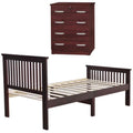 Pine Twin Bed and Dresser with Lock in Mahogany N6799