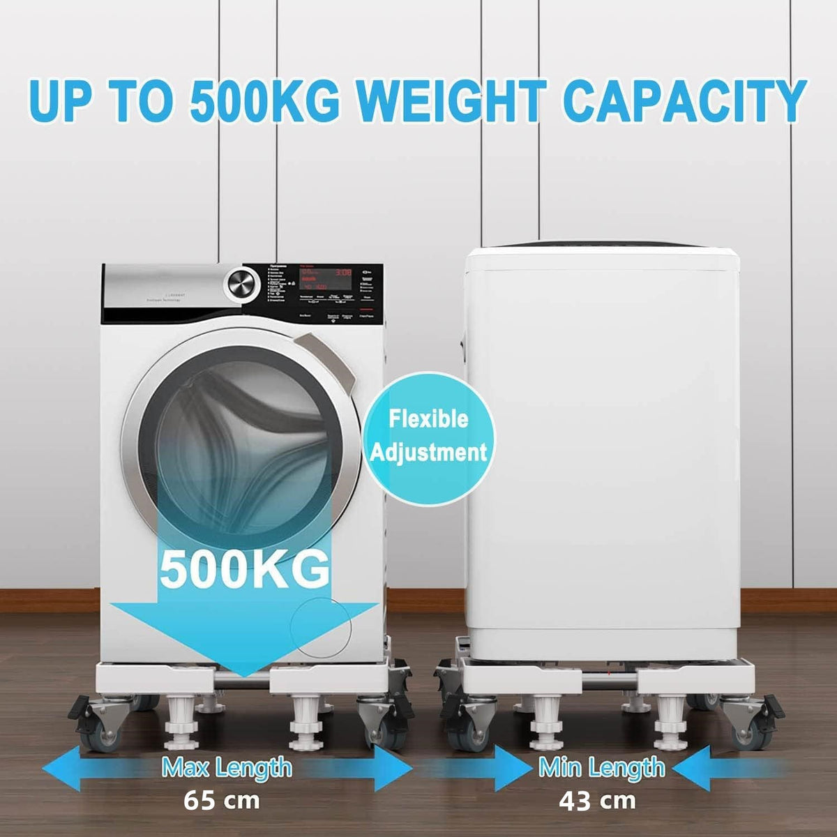 Adjustable Washing Machine Base with 4 Roller Wheels & 4 Feet Y576