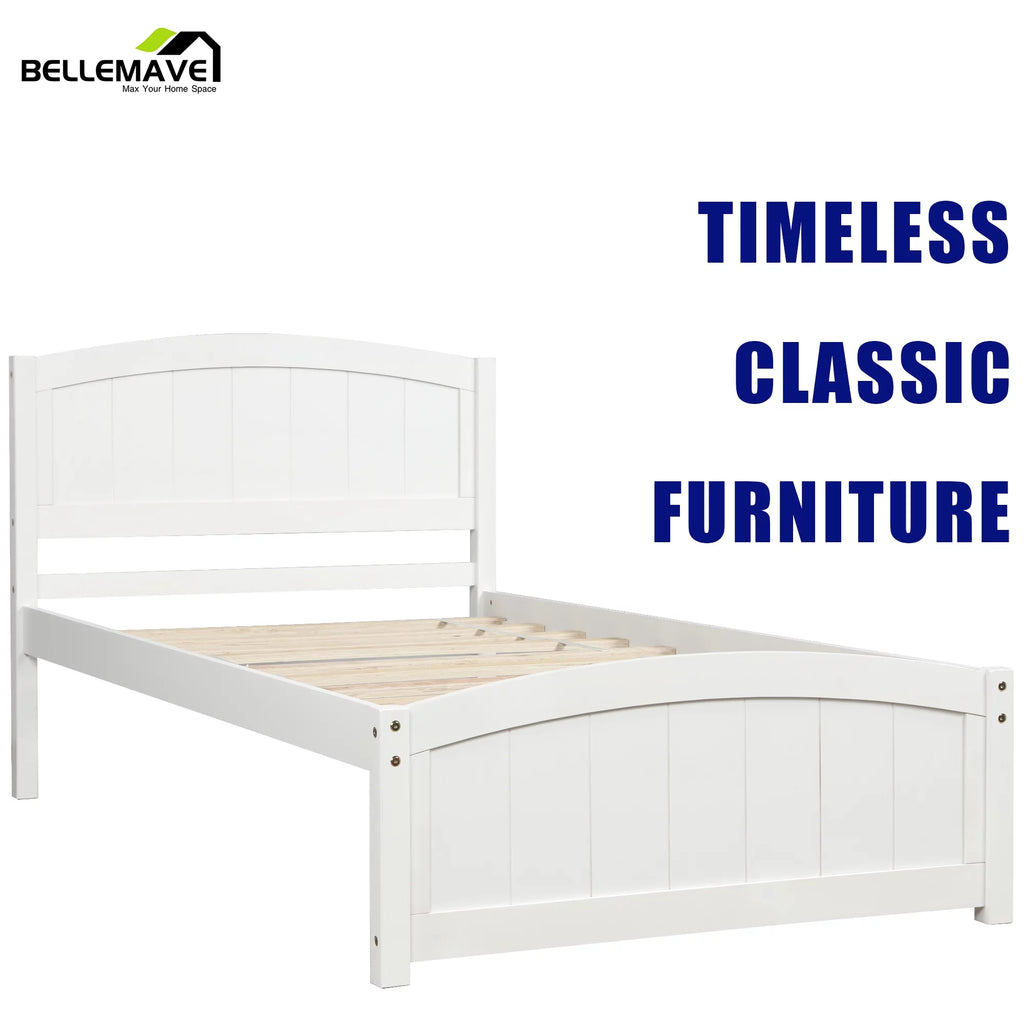 Twin White Wood Kids Platform Bed D798114