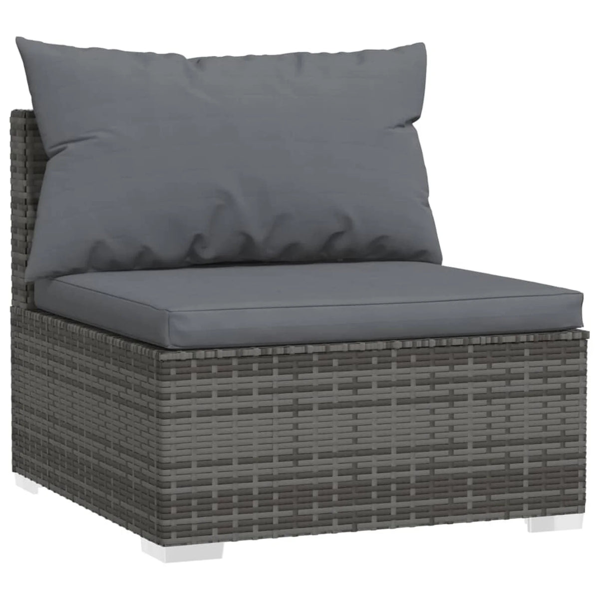 3-Seater Gray Poly Rattan Sofa with Cushions M361