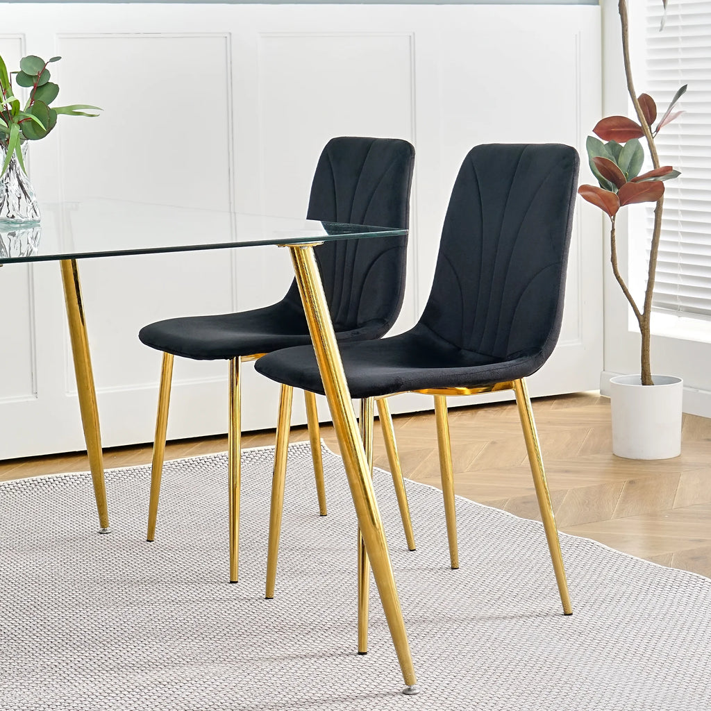 Black Dining Chair with Gold Metal Legs Set of 4 L647385