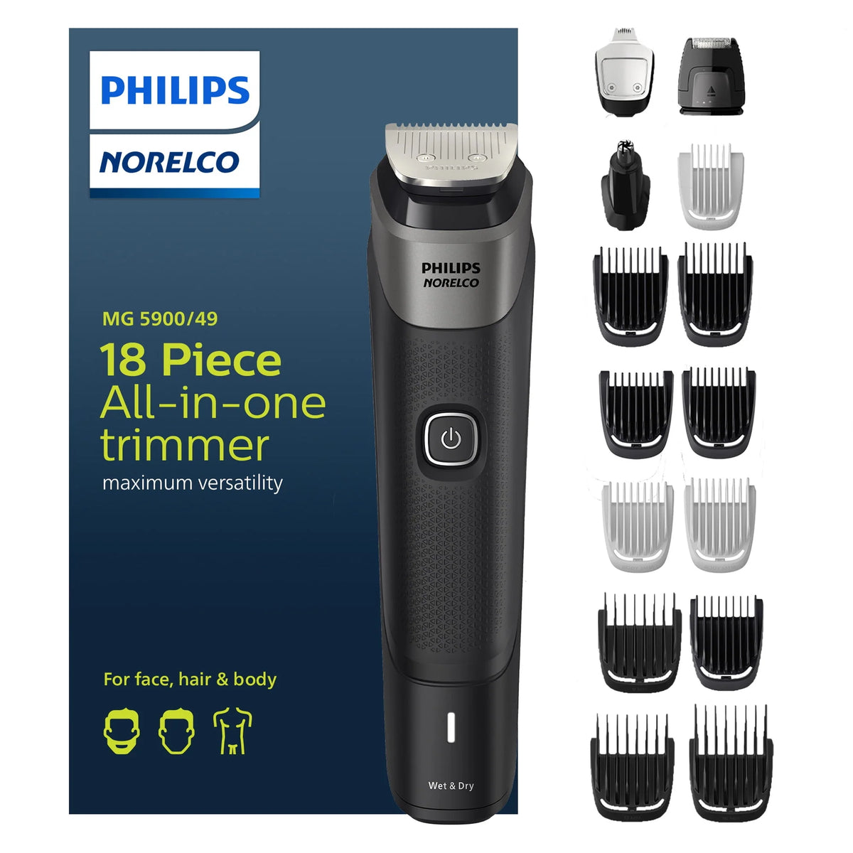 18 Piece Beard Face Hair and Body Hair Trimmer S4257