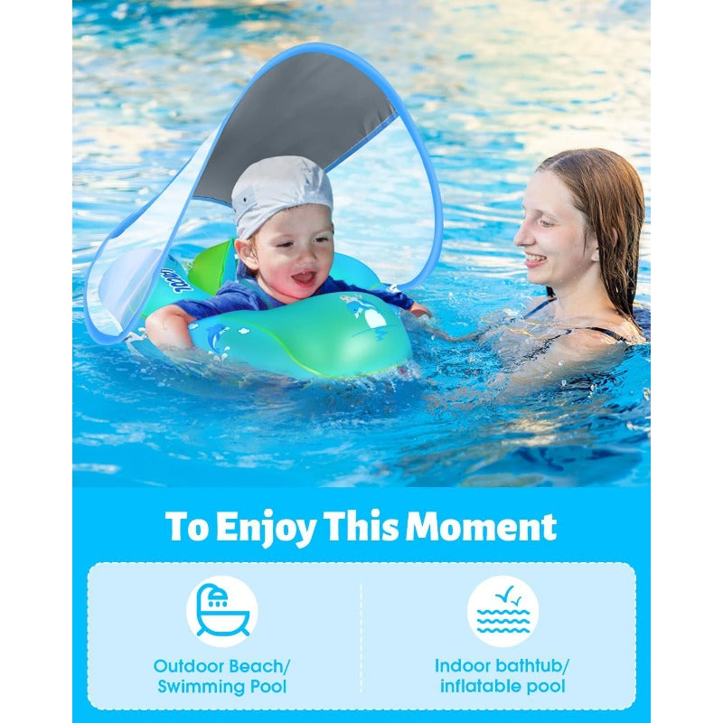 Inflatable Baby Swimming Pool Float Ring with Sun Protection Canopy C232