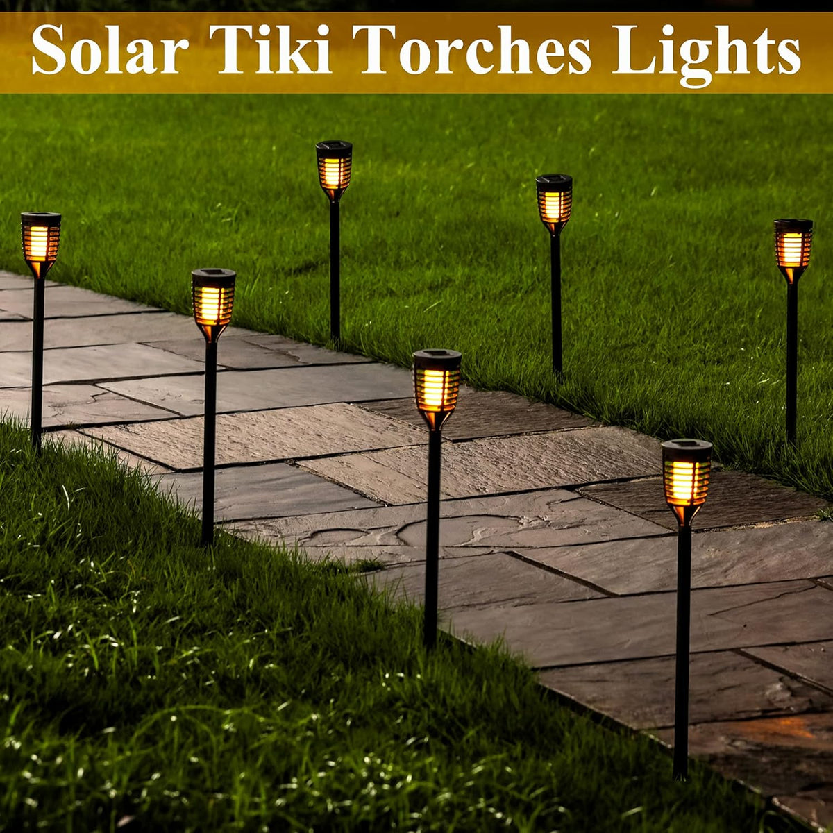 18PK Mini Solar Tiki Torches With Dancing Flickering Flame K6161