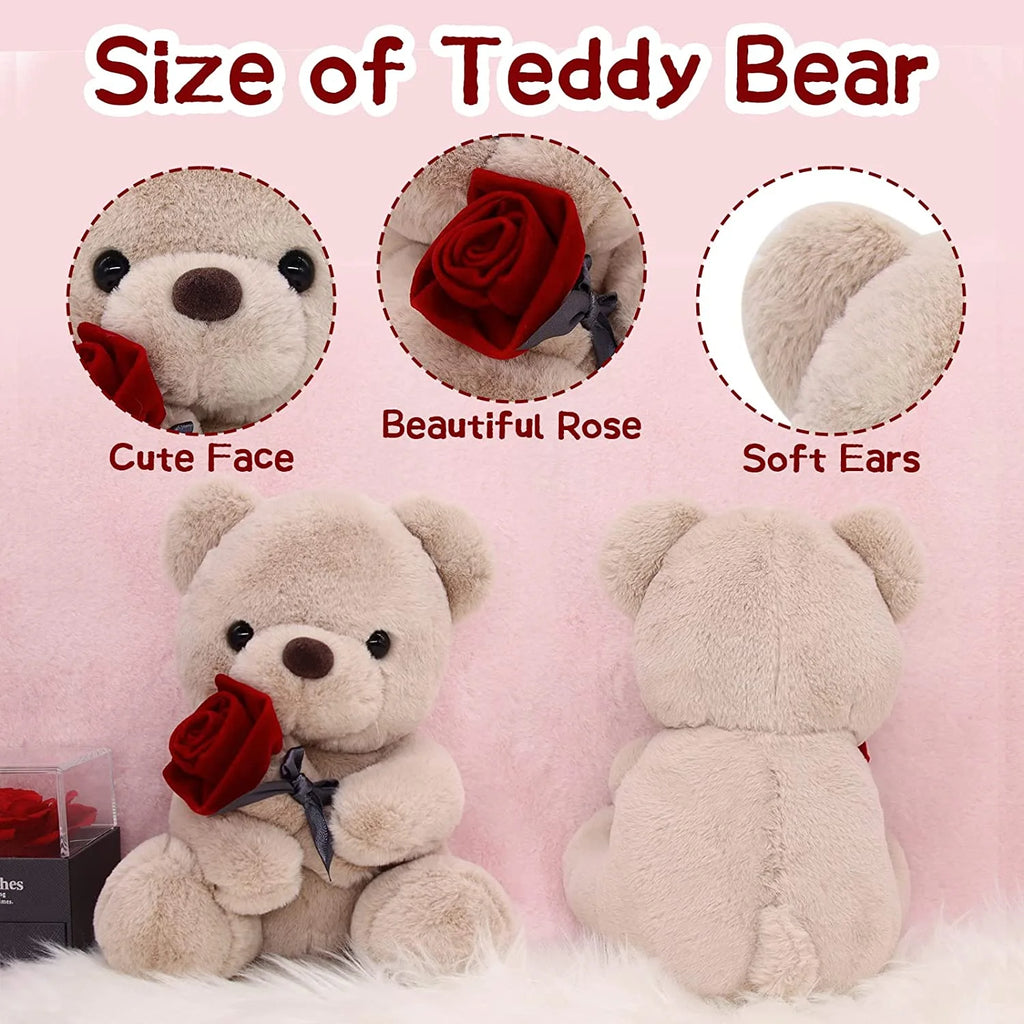 10 Inch Teddy Bear Plush Stuffed Animal with Rose V739