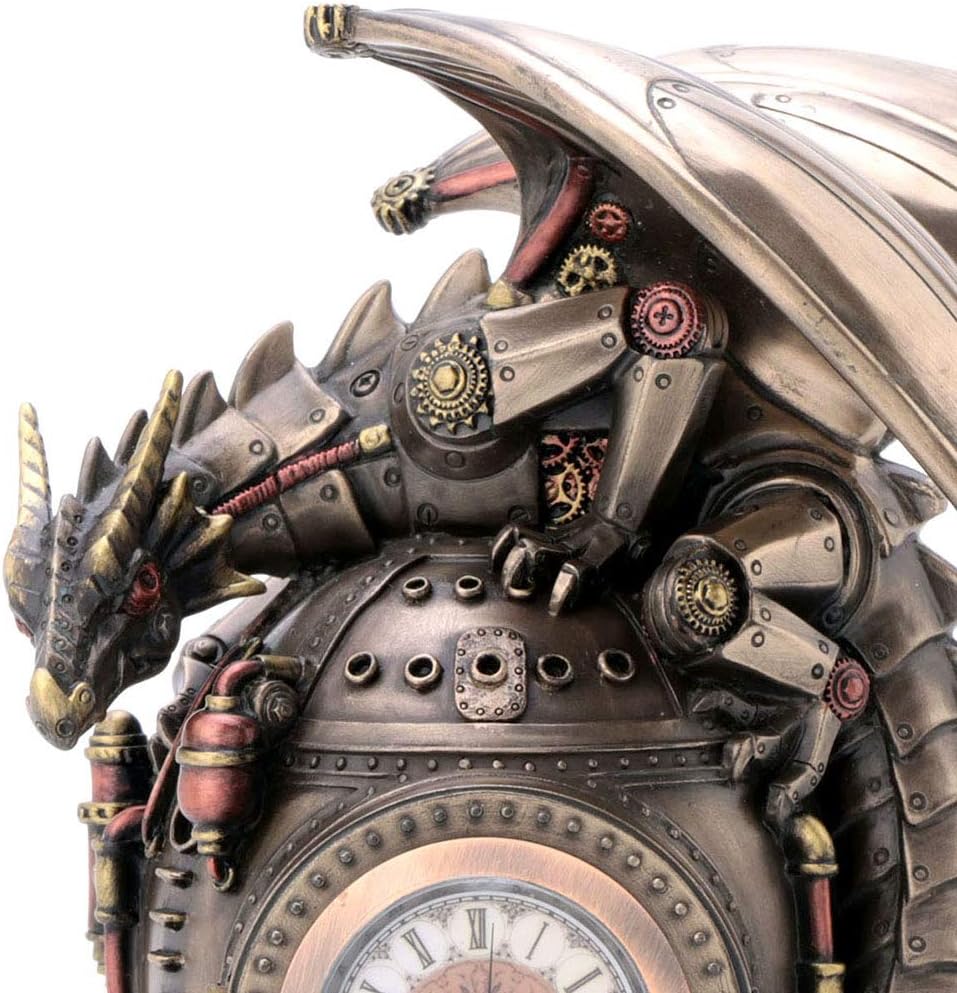 Steampunk Dragon Trinket Box Clock Statue K8533
