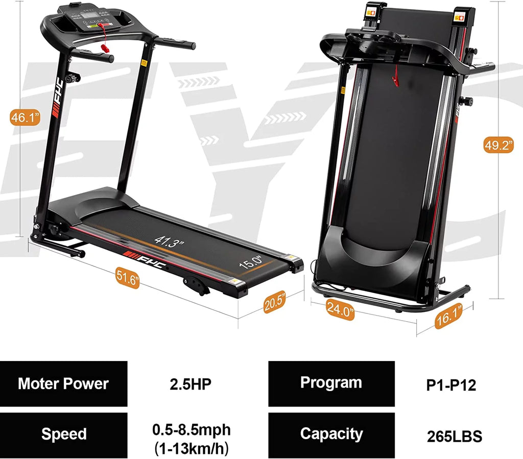 Foldable Incline Treadmill 2.5HP 265 LBS Y259025
