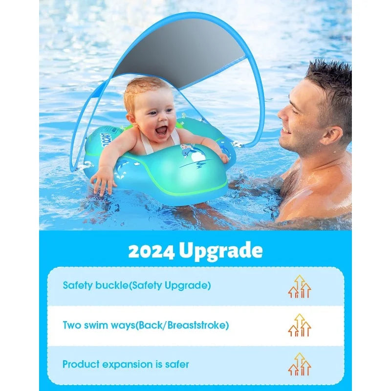 Inflatable Baby Swimming Pool Float Ring with Sun Protection Canopy C232