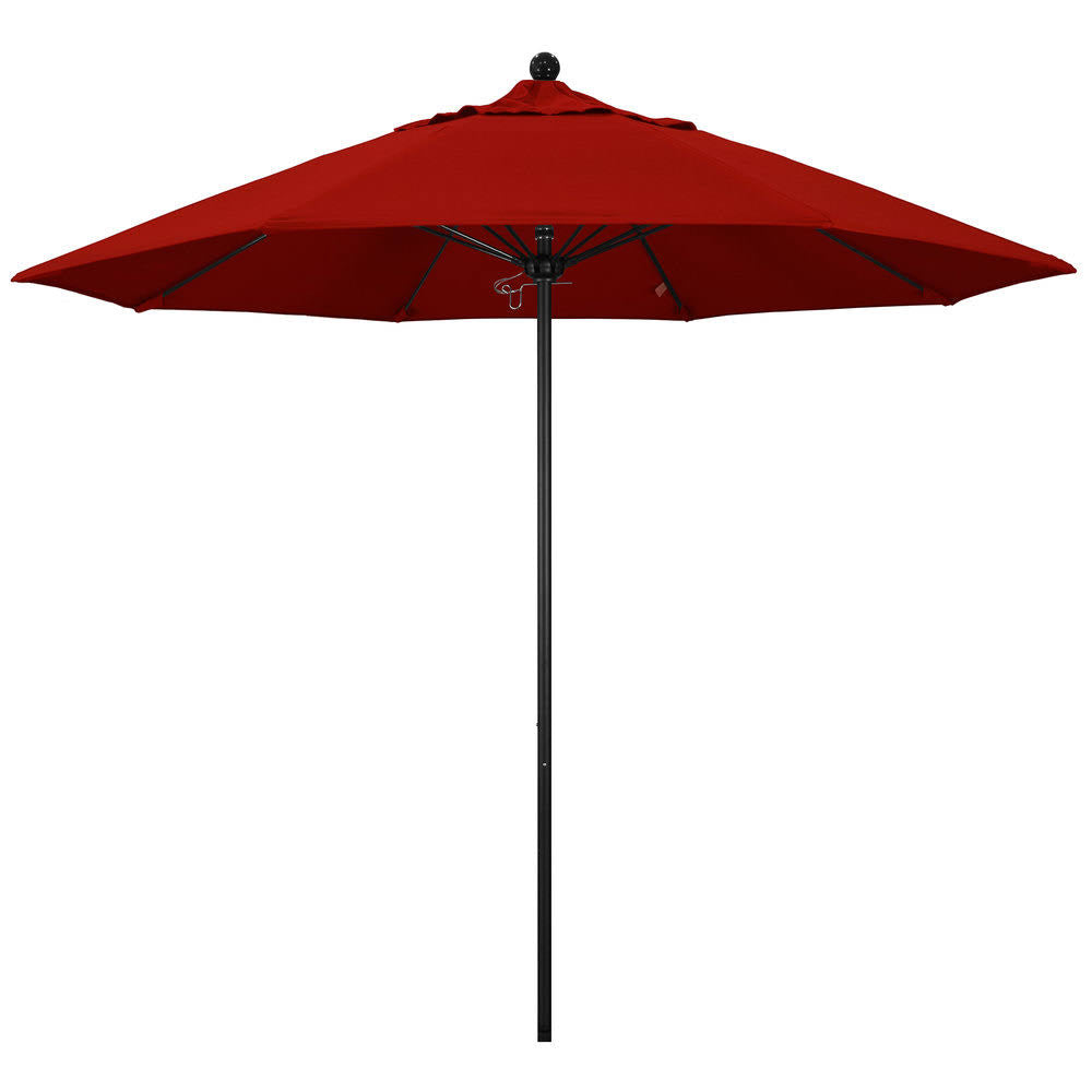 Stone Black Aluminum Market Patio Umbrella with Manual Lift and Fiberglass Ribs R475666