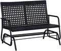 Black Wicker Glider Bench Rocking Chair A75512