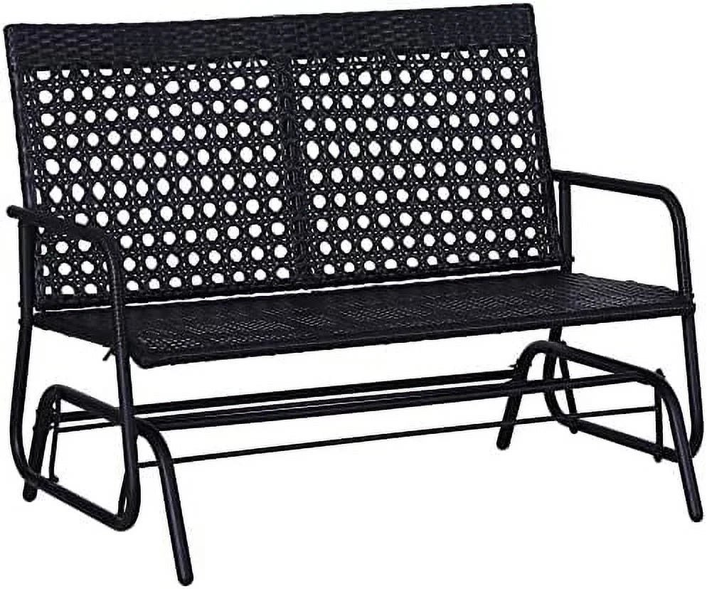 Black Wicker Glider Bench Rocking Chair A75512