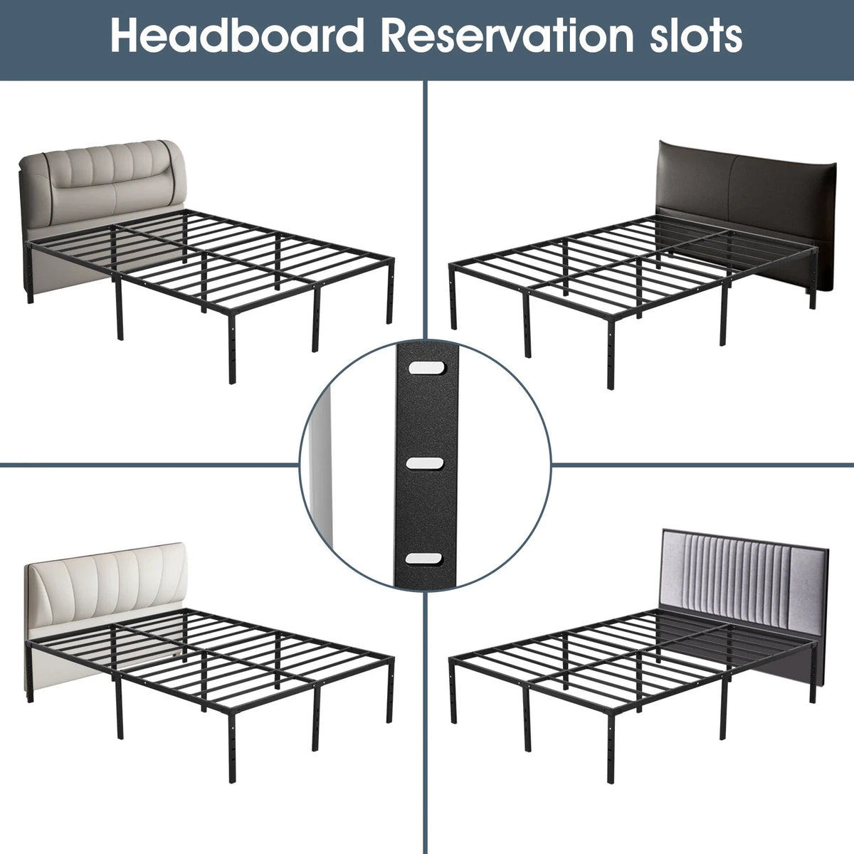 Heavy Duty Steel Slat Queen Bed Frame S8289