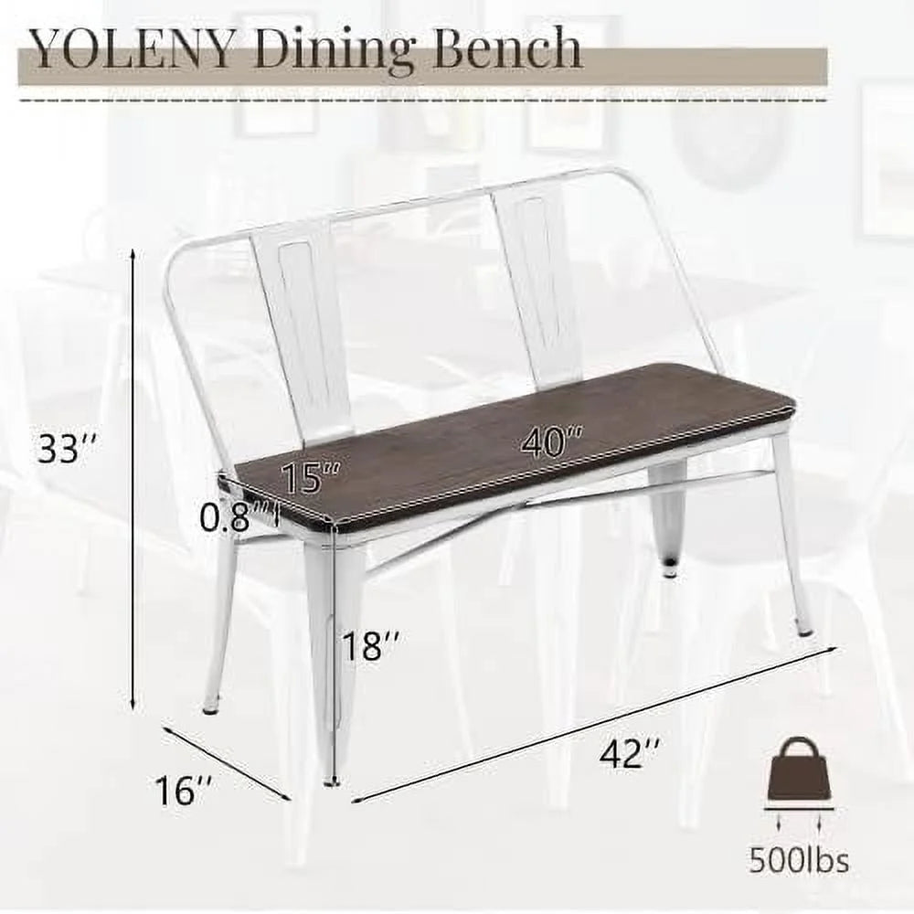 Dining Bench with Back Wood Seat Q2791