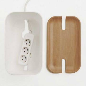 Medium Hideaway Cable Organiser in White and Natural C489631