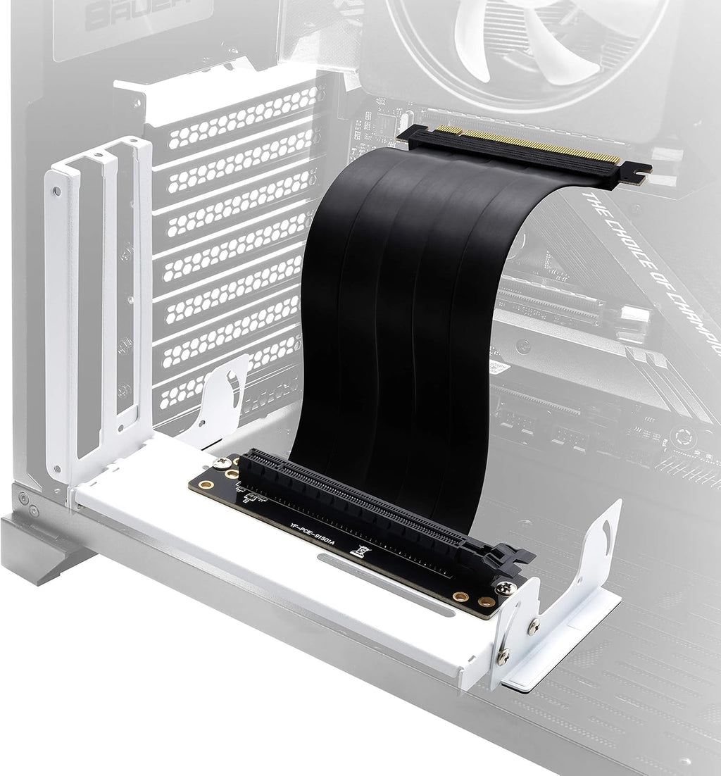 White Vertical Graphics Card Holder Bracket with PCIE3.0 Riser Cable J5542