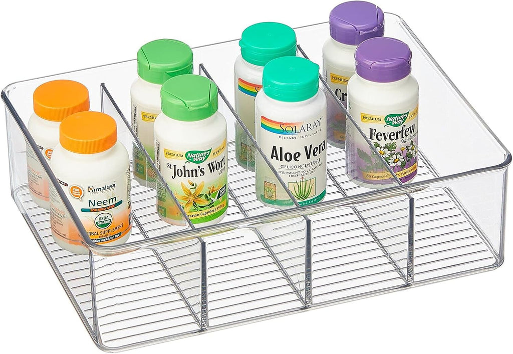 Clear Plastic 4 Divided Sections Storage Bin Box 2 Pack V917836