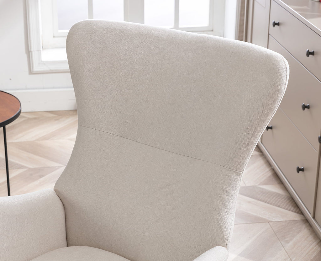 Cream Linen Wingback Rocking Chair R799456