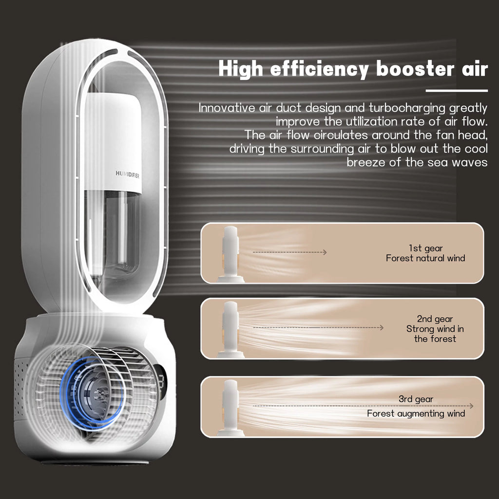 White 3 Speeds Bladeless Tower Fan with Humidifier M70344
