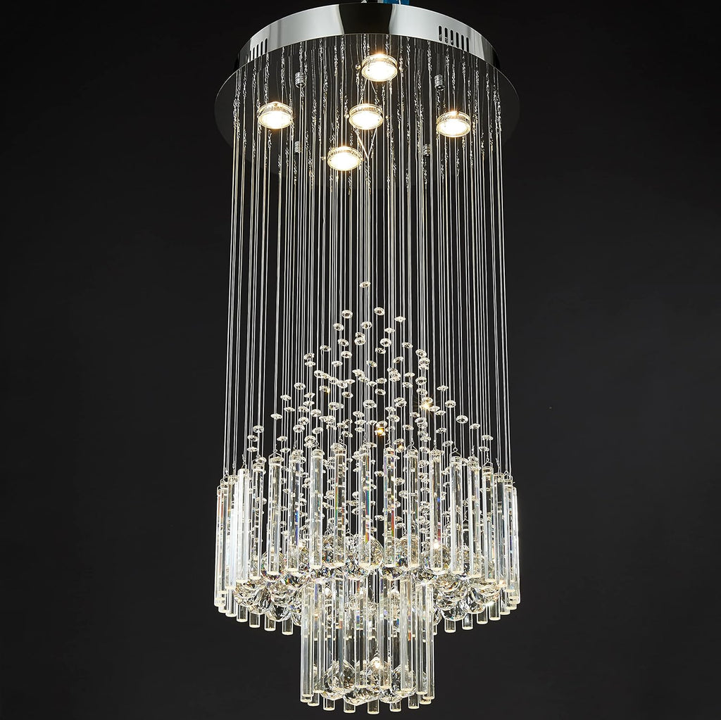Crystal Raindrop 5-Lights Flush Mount Chandelier O74815