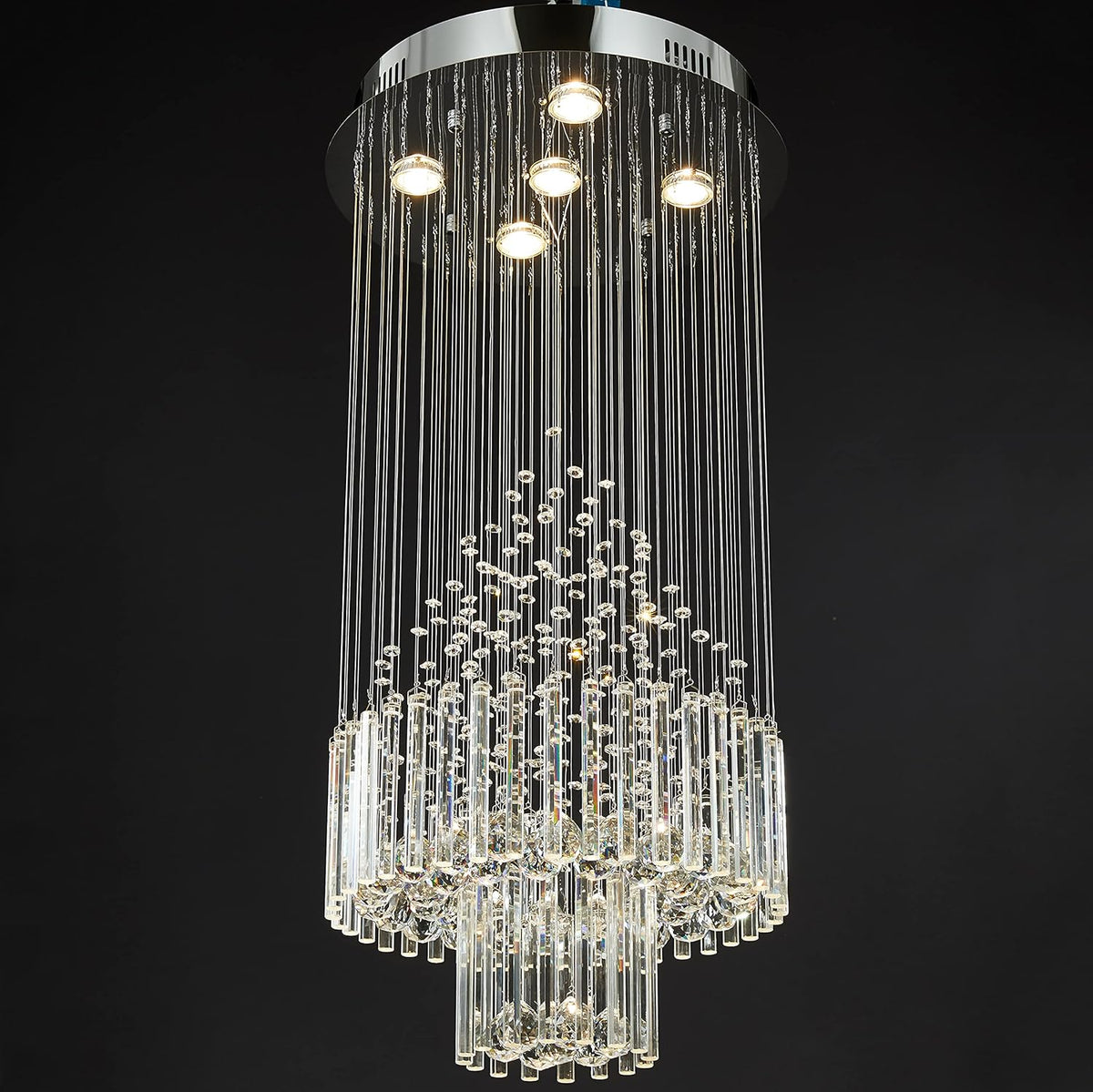 Crystal Raindrop 5-Lights Flush Mount Chandelier O74815
