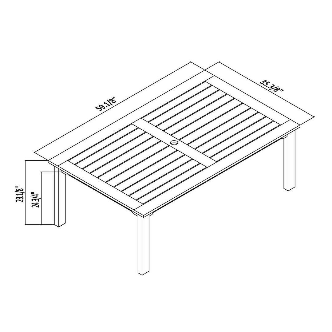 3 Piece Eucalyptus Rectangular Patio Dining Set P616