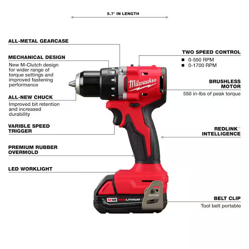 18V Lithium-Ion Brushless Cordless Compact Drill/Impact Combo Kit (2-Tool) with Oscillating Multi-Tool M199045