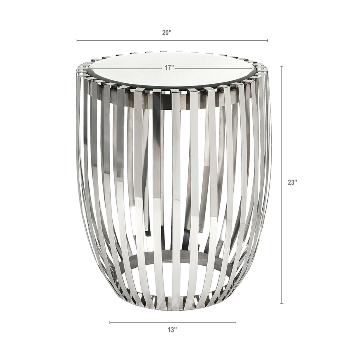Drum Accent Table 23" Silver J23388