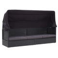 Black Poly Rattan Sun Lounger with Canopy and Cushion N81493