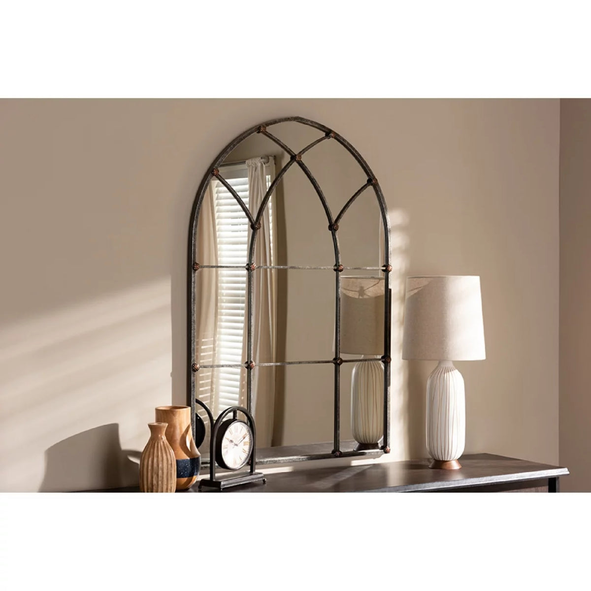 Antique Silver Arched Wall Mirror W50833