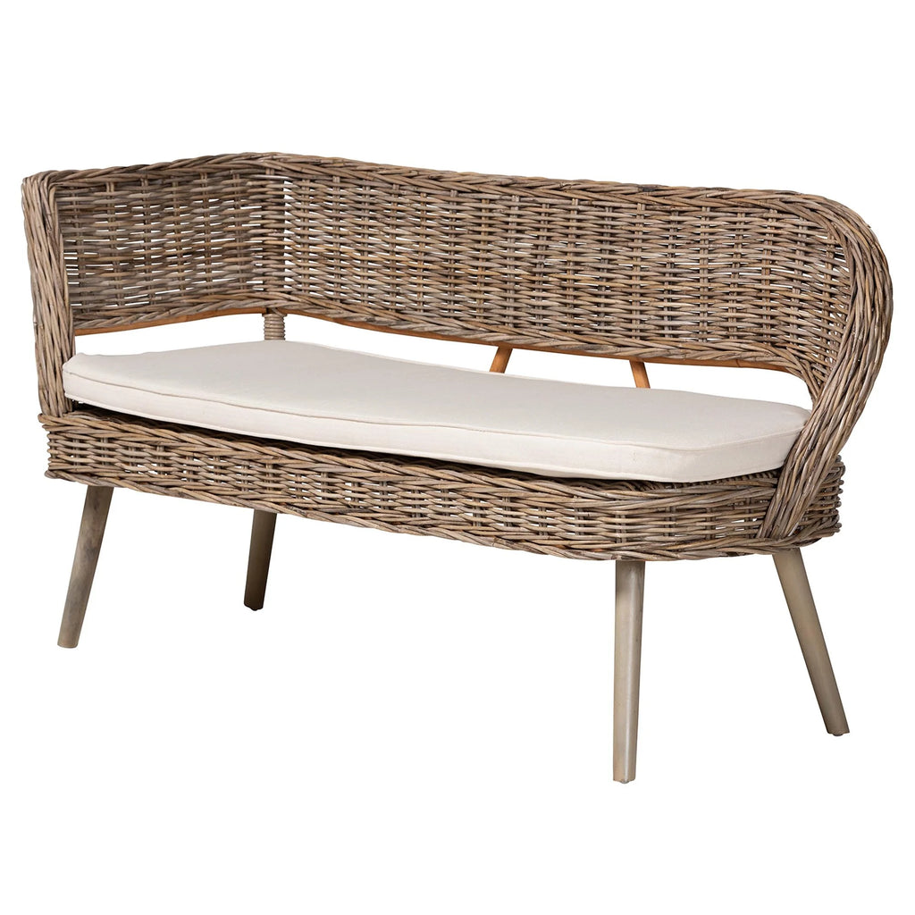 Greywashed Rattan Dining Nook Banquette Set H1292
