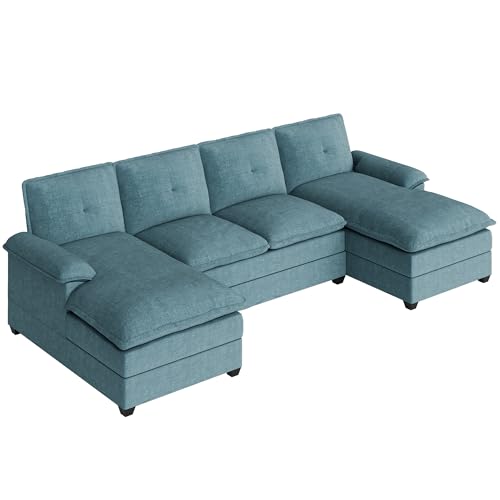 110" U-Shaped 4 Seat Sectional Sofa with Double Chaise, Beige Y3029