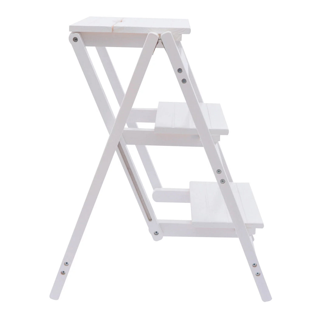 Folding Wooden Step Stool Anti-Slip White G4516
