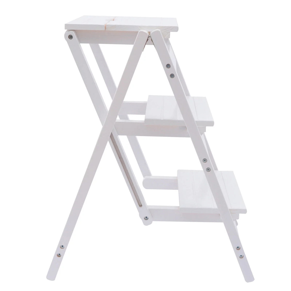 Folding Wooden Step Stool Anti-Slip White G4516