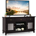 Wood TV Stand with 3 Drawers & 2 Shutter Door Cabinets (Brown) G279744