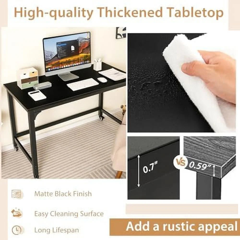 48" Mobile Computer Desk with 4 Casters A39640
