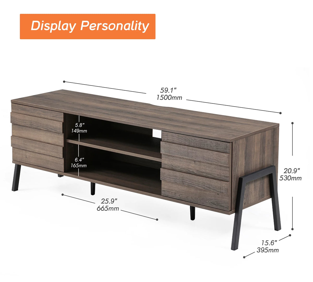 Brown TV Stand with 2 Doors V484688