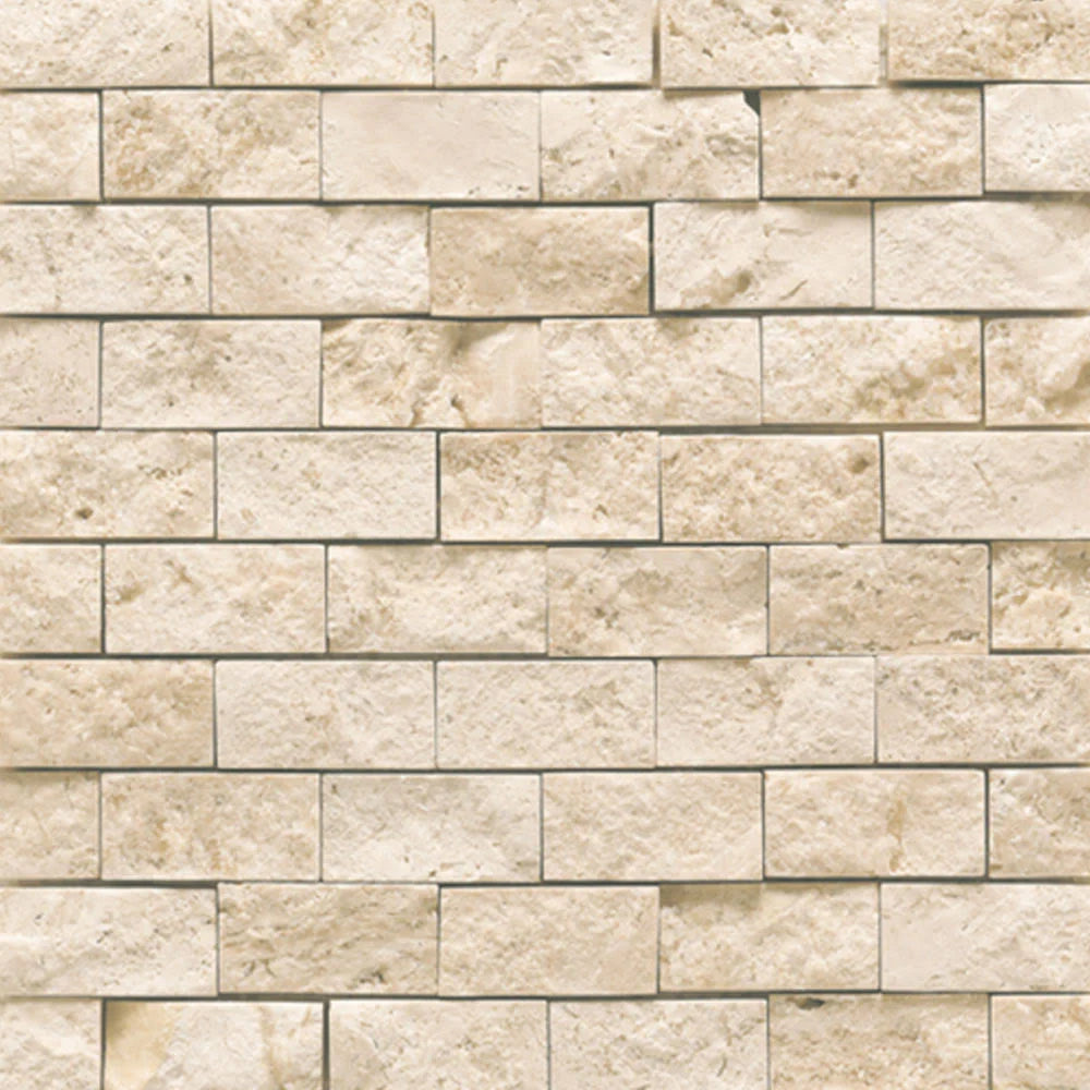 Travertine Natural Stone Mosaic Split Face Tile V400